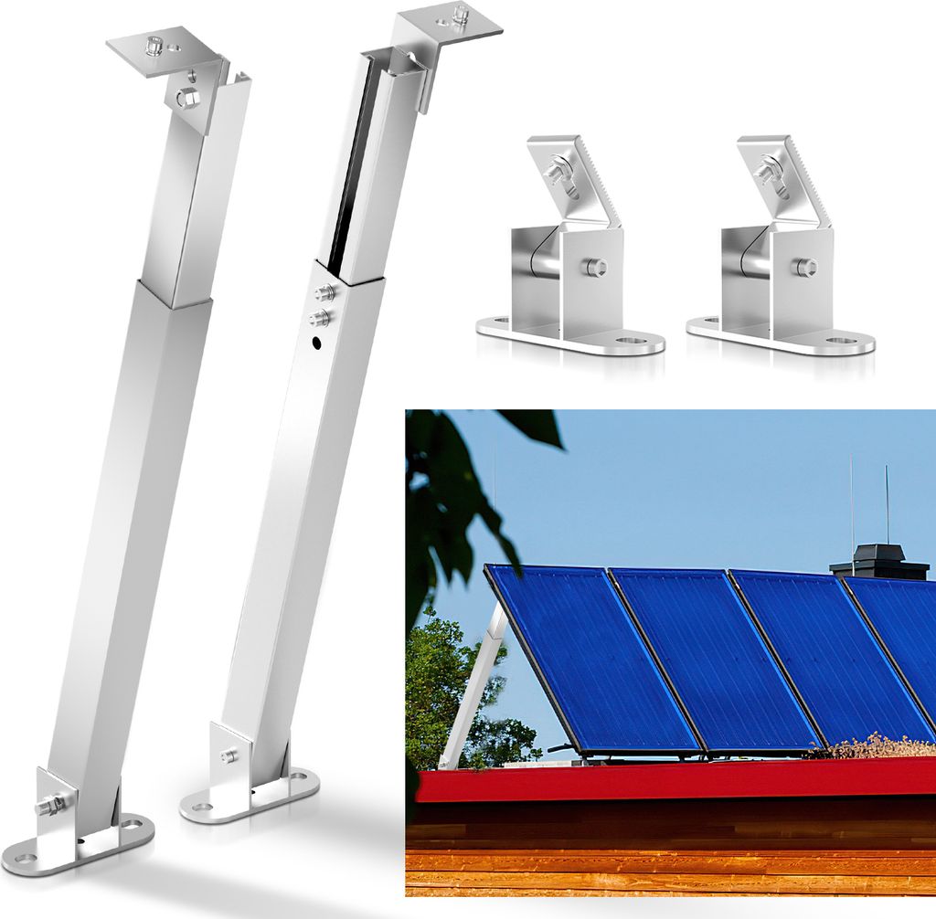 Yakimz Solarpanel Halterung Verstellbare Halterung 15-30° Photovoltaik Solarmodule Balkonkraftwerk Silber