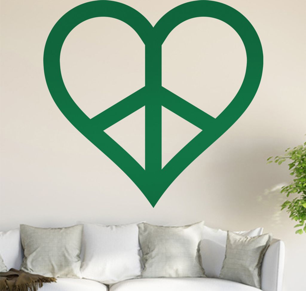 Peace - Herz Wandtattoo in 6 Größen - Wandaufkleber Wall Sticker - Dekoration, Küche, Wohnzimmer, Schlafzimmer, Badezimmer