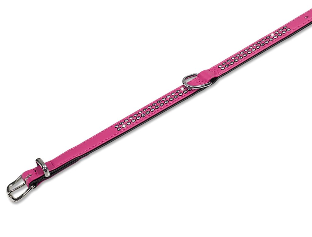 Nobby Halsband "Crystal" zweireihig 47 cm (35-41 cm), 17/19 mm fuchsia / schwarz