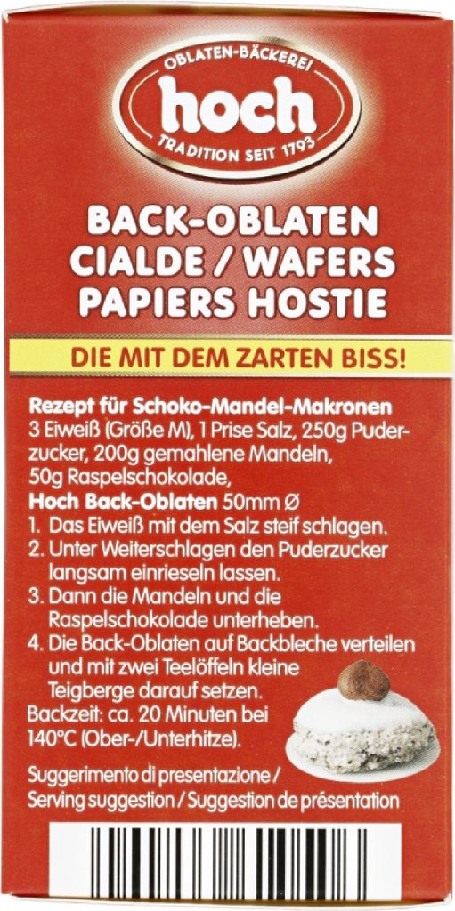 Hoch | runde Back Oblaten | 50 mm | 37g pro Packung | 1er Produktbild 
