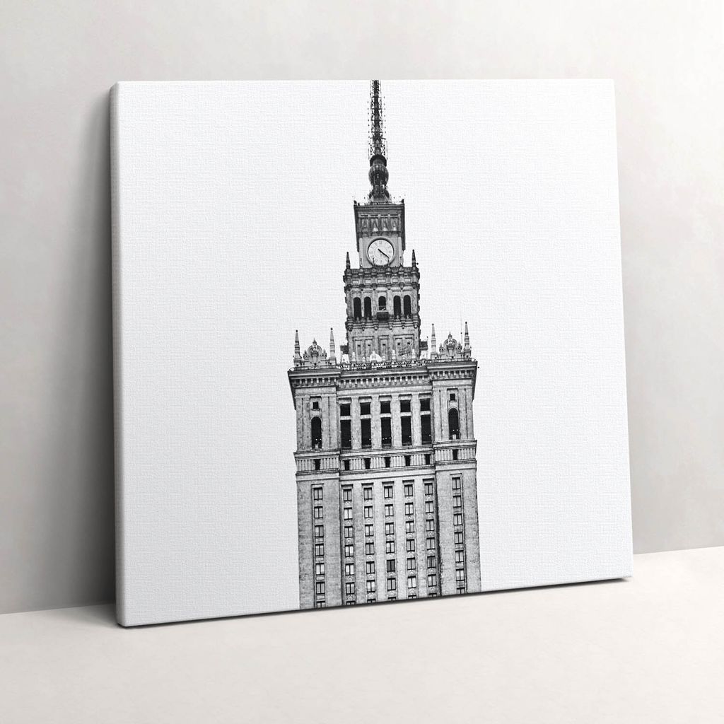 Palace of Culture and Science Warsaw – Leinwandbild Wandbild – 60x60 cm – Leinwandbilder – Wandbilder – Schlafzimmer – Flur