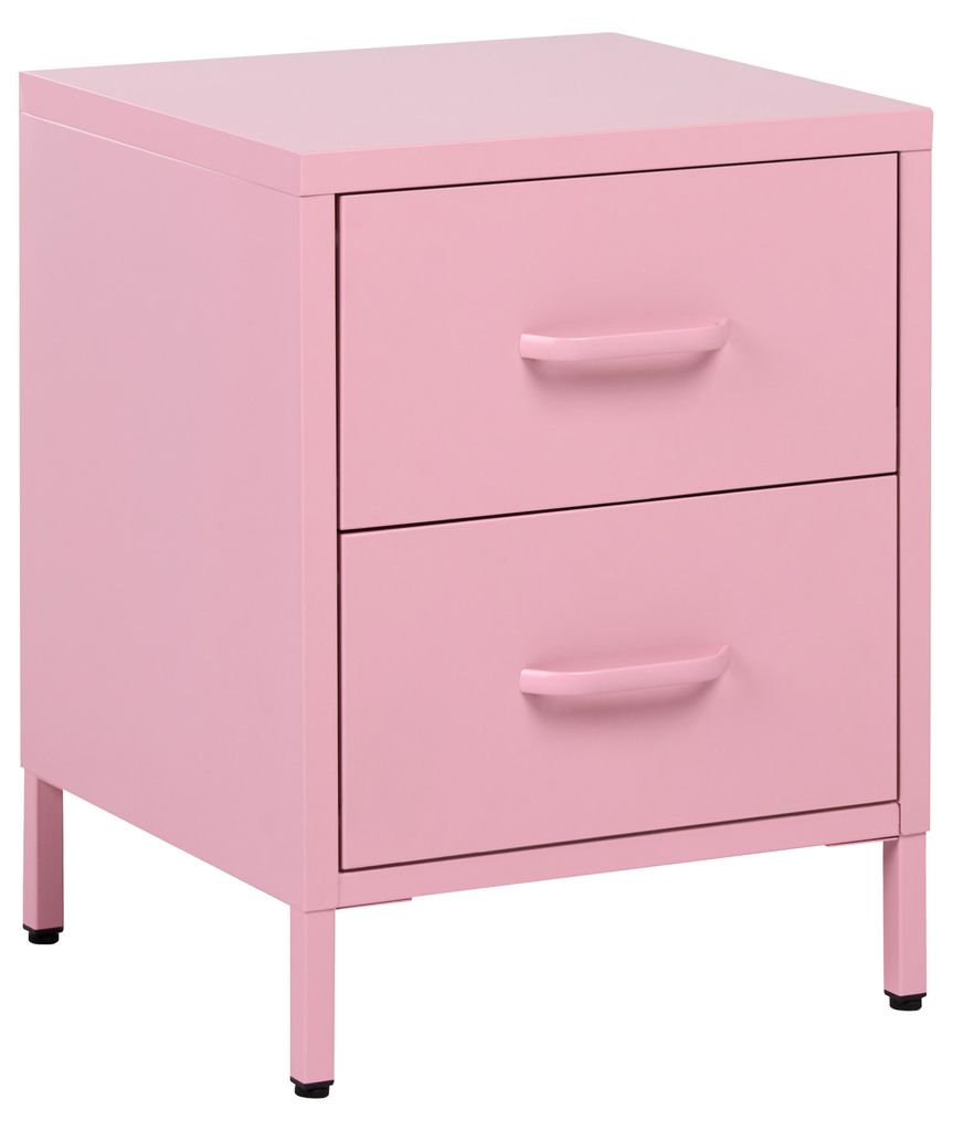 BELIANI Nachttisch Rosa Metall mit 2 Schubladen und 2 Produktbild 