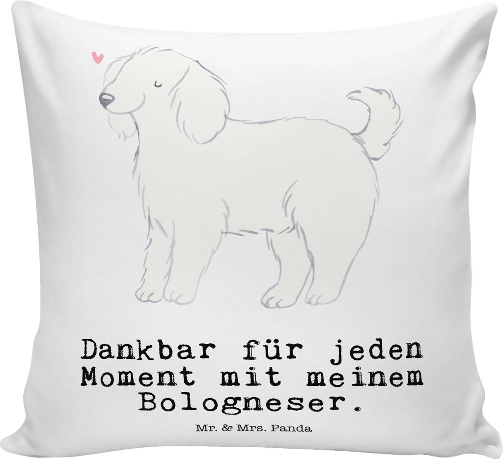 Mr. & Mrs. Panda Kissen 40x40 Bologneser Moment - Weiß - Geschenk, Kuschelkissen, Sofakissen, Dekokissen, Polster