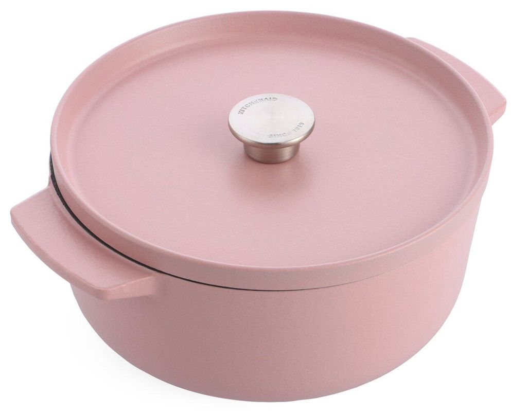 KitchenAid CC007431-001, Rund, Allzweckpfanne, Rosé (Farbe), Emaille, Eisenguss, Edelstahl, 5,2 l