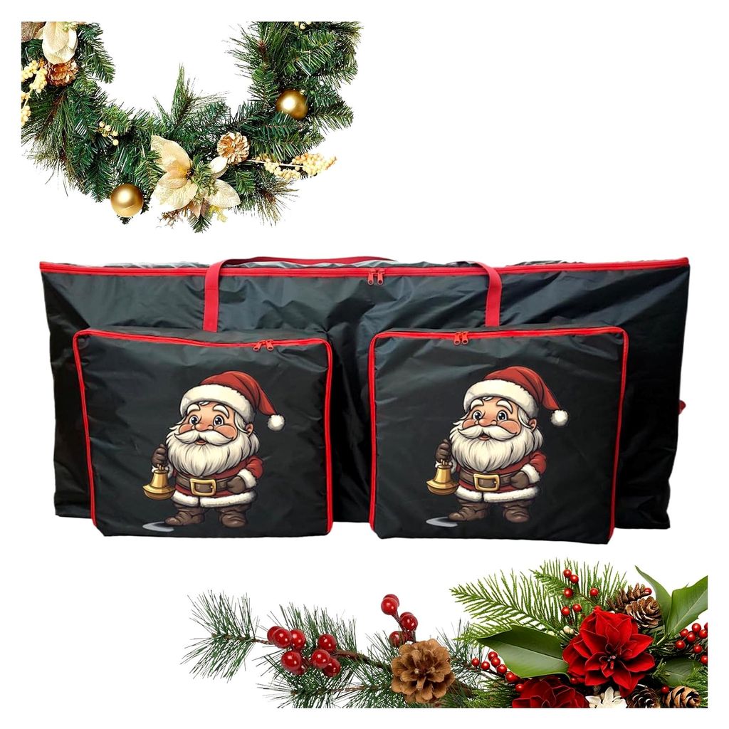 Aufbewahrungsbox für Weihnachtskränze, wasserdichte Tasche für Kunststoffkränze, große Kapazität für Lichterketten und Dekoration | Wohnung,...