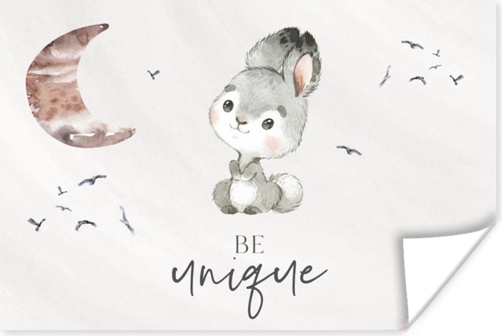 MuchoWow Poster Zitate - Kinder - Einzigartig sein - Jungen - Mädchen - Aquarellieren 60x40 cm - Schlafzimmerdekoration