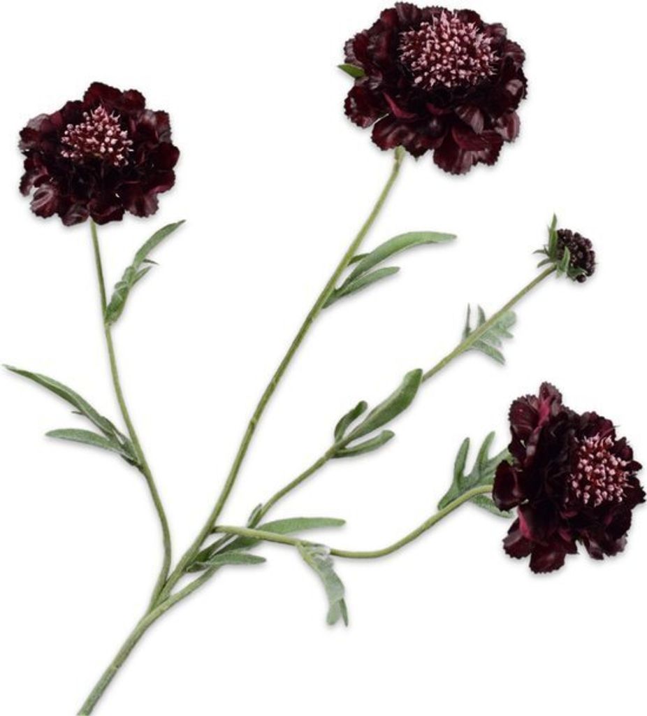 Silk-ka Künstliche Blumen-Seidenblumen Scabiosa-Zweig Lila 80 cm