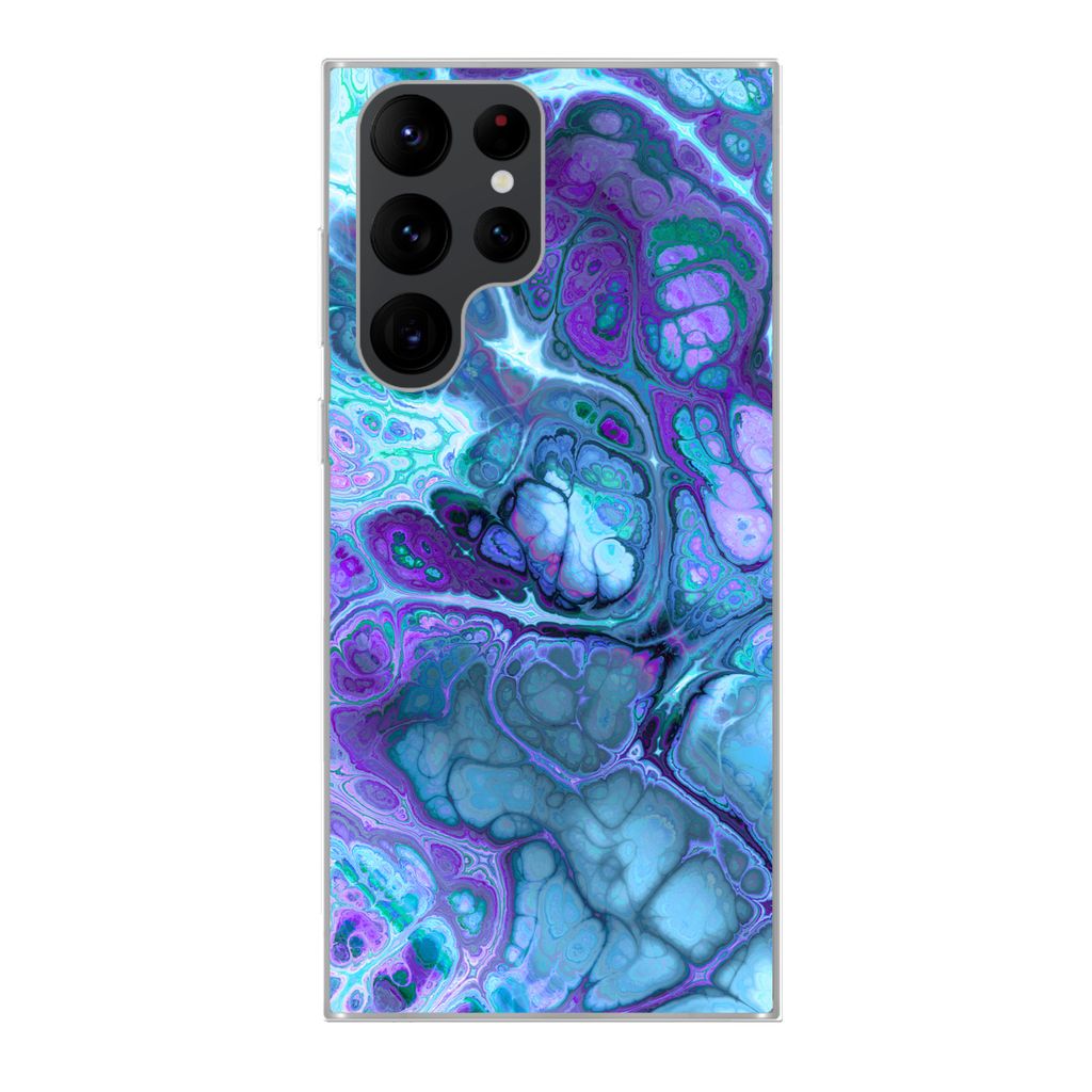 MuchoWow Handyhülle Schutzhülle Hülle für Samsung Galaxy S22 Ultra Kunst - Golf - Blau - Psychedelisch Silikon Softcase Handy Hülle - Abbildung