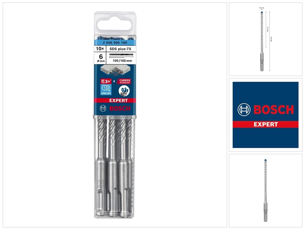 Hammerbohrer Expert SDS-7X D.6mm Arbeits-L.100mm L.165mm Produktbild 34