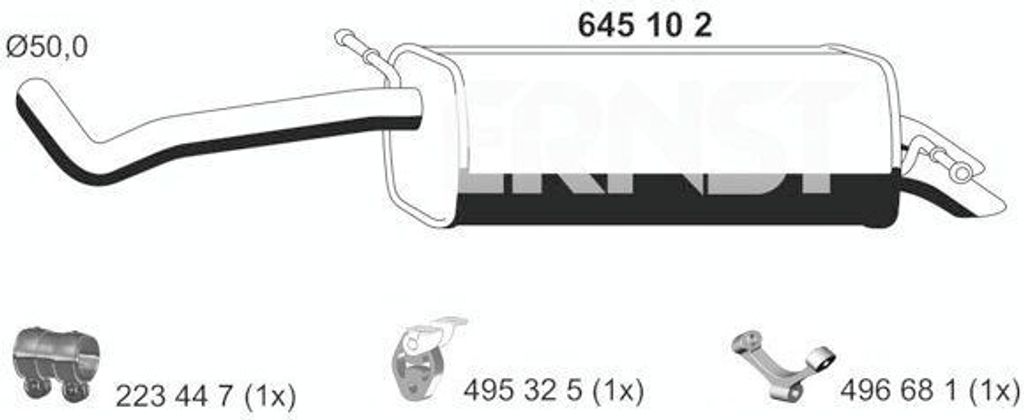 ERNST 645102 Endschalldämpfer für VW POLO (9N) Auspuff