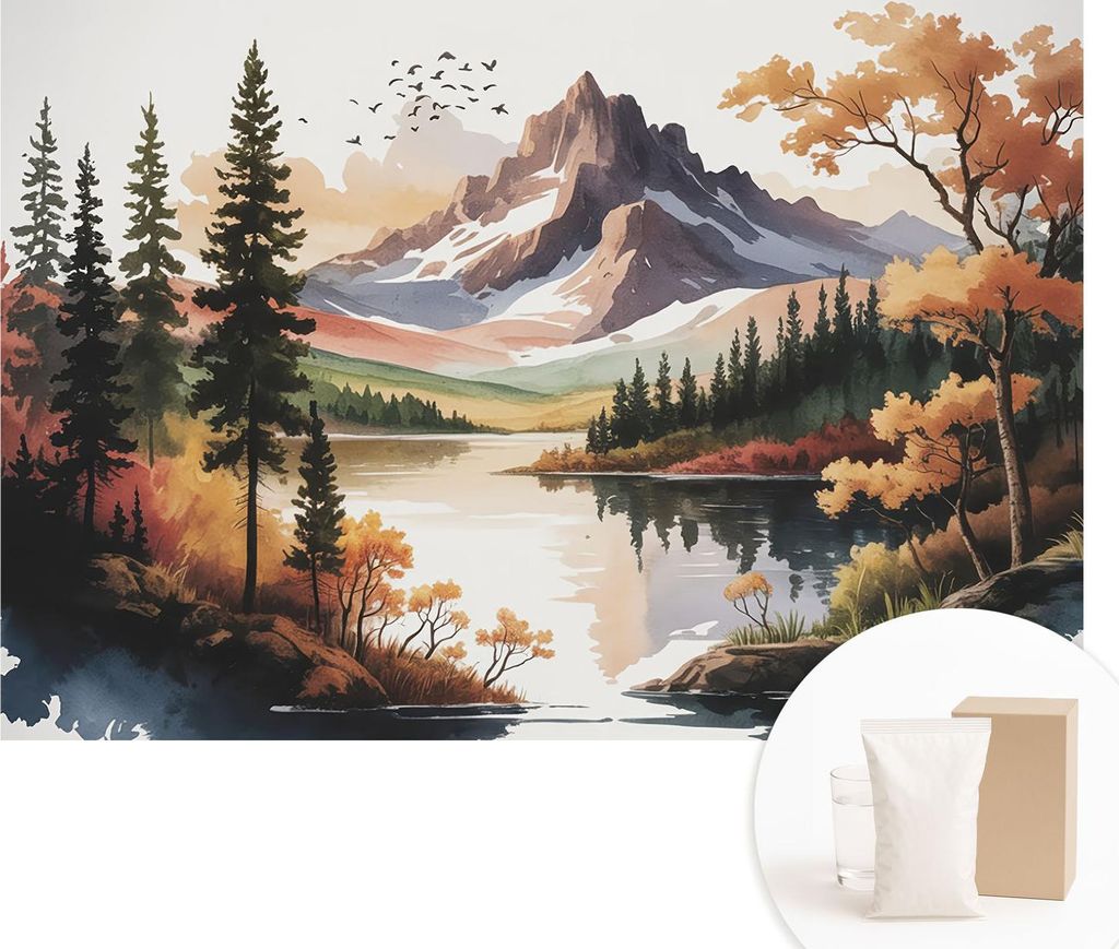Fototapete - Wandbilder für Wohnzimmer - 152x104 cm - Dekorative Wandfolie - Modernes Design für Wanddekoration - Tapeten für Innenräume - Berg...