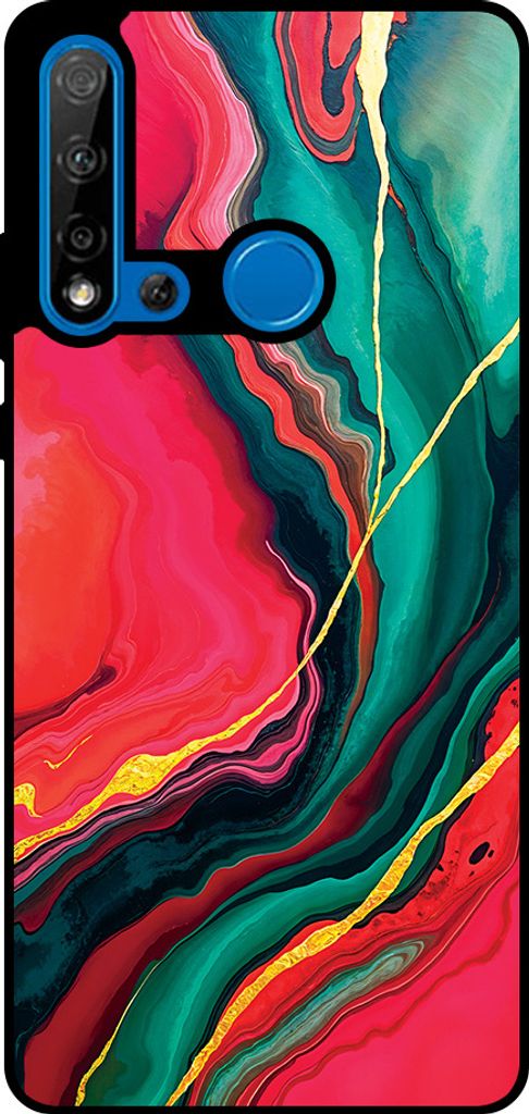 Smartphonica Telefon Fall fit für Huawei P20 Lite (2019) mit rot grün Marmor Druck - TPU Backcover Fall rot grün Marmor Design