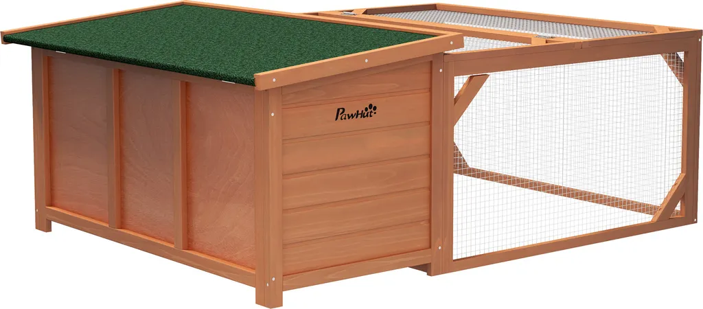 PawHut Clapier D51-181 avec Toit en Asphalte Ouvrant pour Lapins