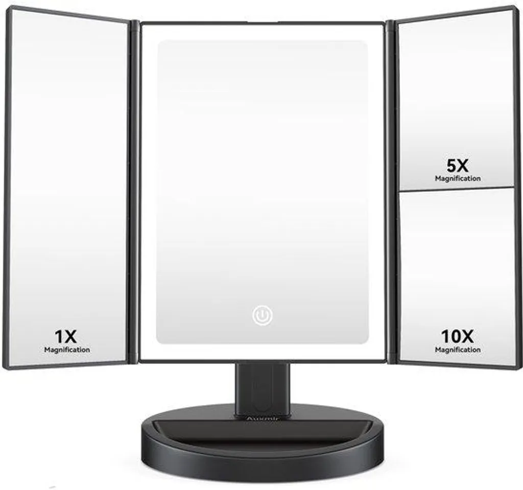 Miroir LED grossissant x10 noir : fini les zones d'ombre pour se maquiller