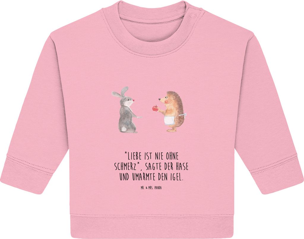Mr. & Mrs. Panda Organic Baby Pullover Hase Igel 12. - 18. Monat - Baumwolle Pink - Geschenk, Herzschmerz, Bullover, Lustige Sprüche, und, Liebe S...