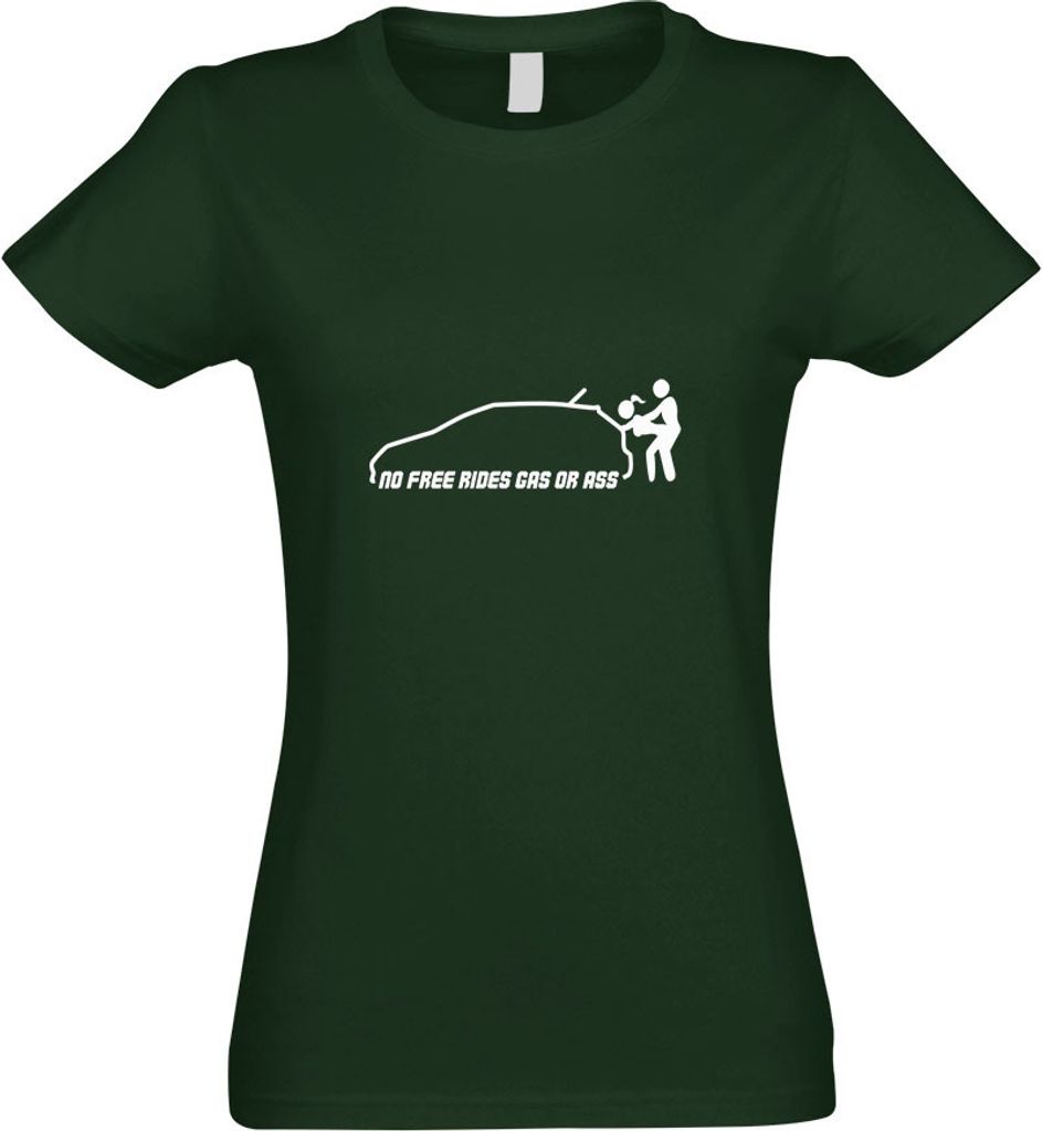 Kiwistar - T-Shirt tailliert - Damen - flaschengrün - No Free Rides - Gas or Ass - mit Motiv Bedruckt - Funshirt Design - Sport - Freizeit - Damen...