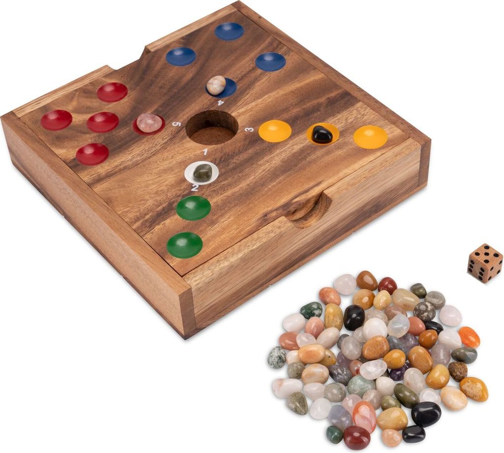 Big Hole – Würfelspiel aus Holz mit bunten Edelsteinen für 2–6 Spieler