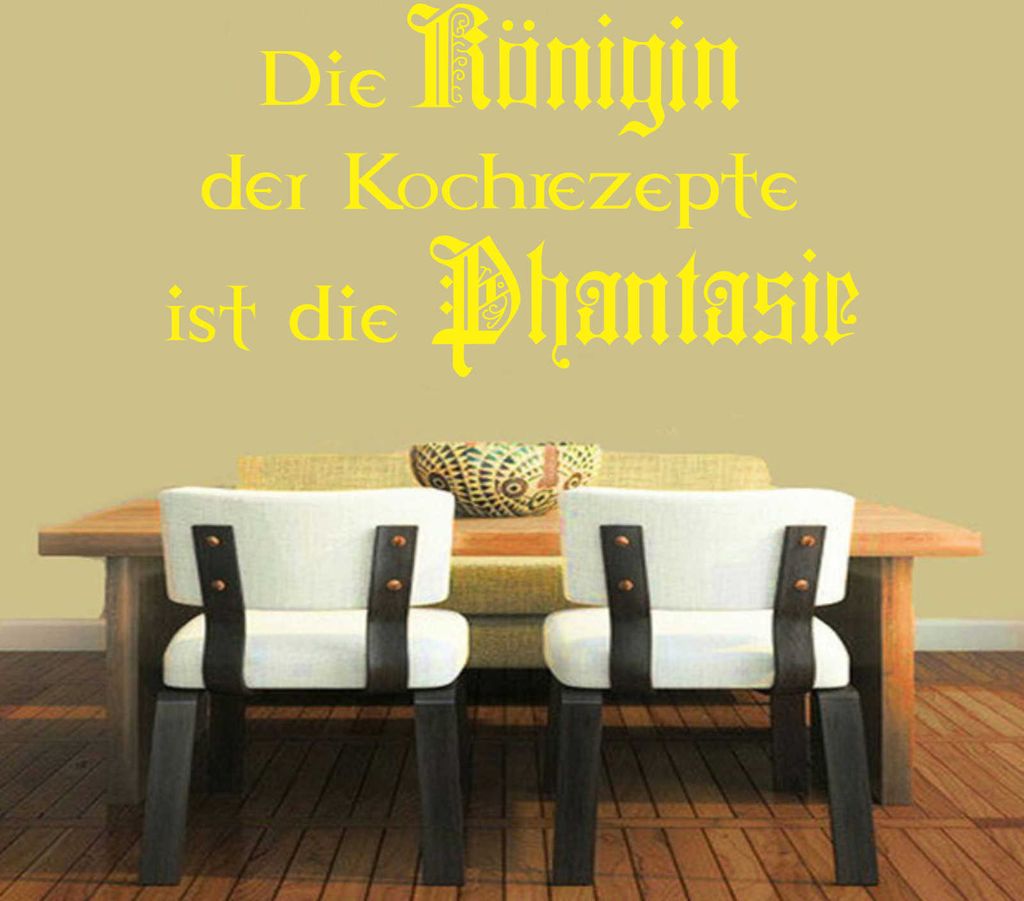 Wandtattoo - Wandaufkleber - Wandtattoo "Die Königin der Kochrezepte" - 90cm x 47cm gelb - Dekoration Küche Wohnzimmer Wand