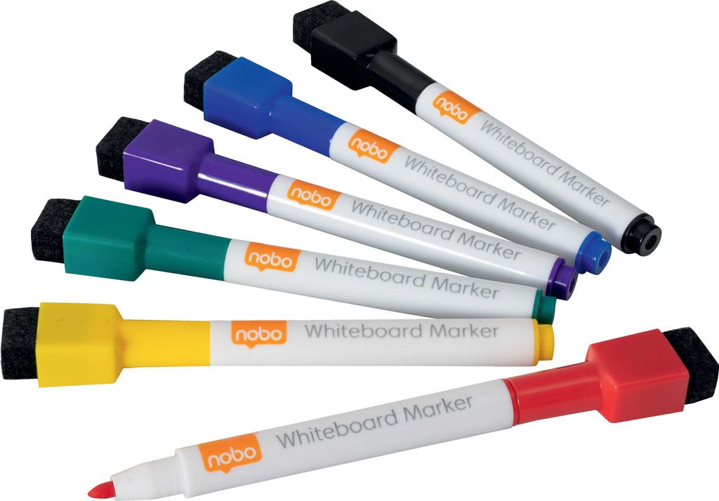 nobo Whiteboard-Marker magnethaftend Rundspitzer 6er Set