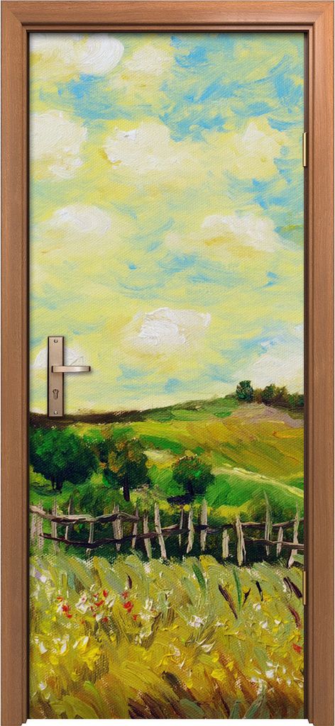 Türposter 80x200 cm Türaufkleber Türtapete Türfolie Klebefolie Bauernhof Landschafts Bürste