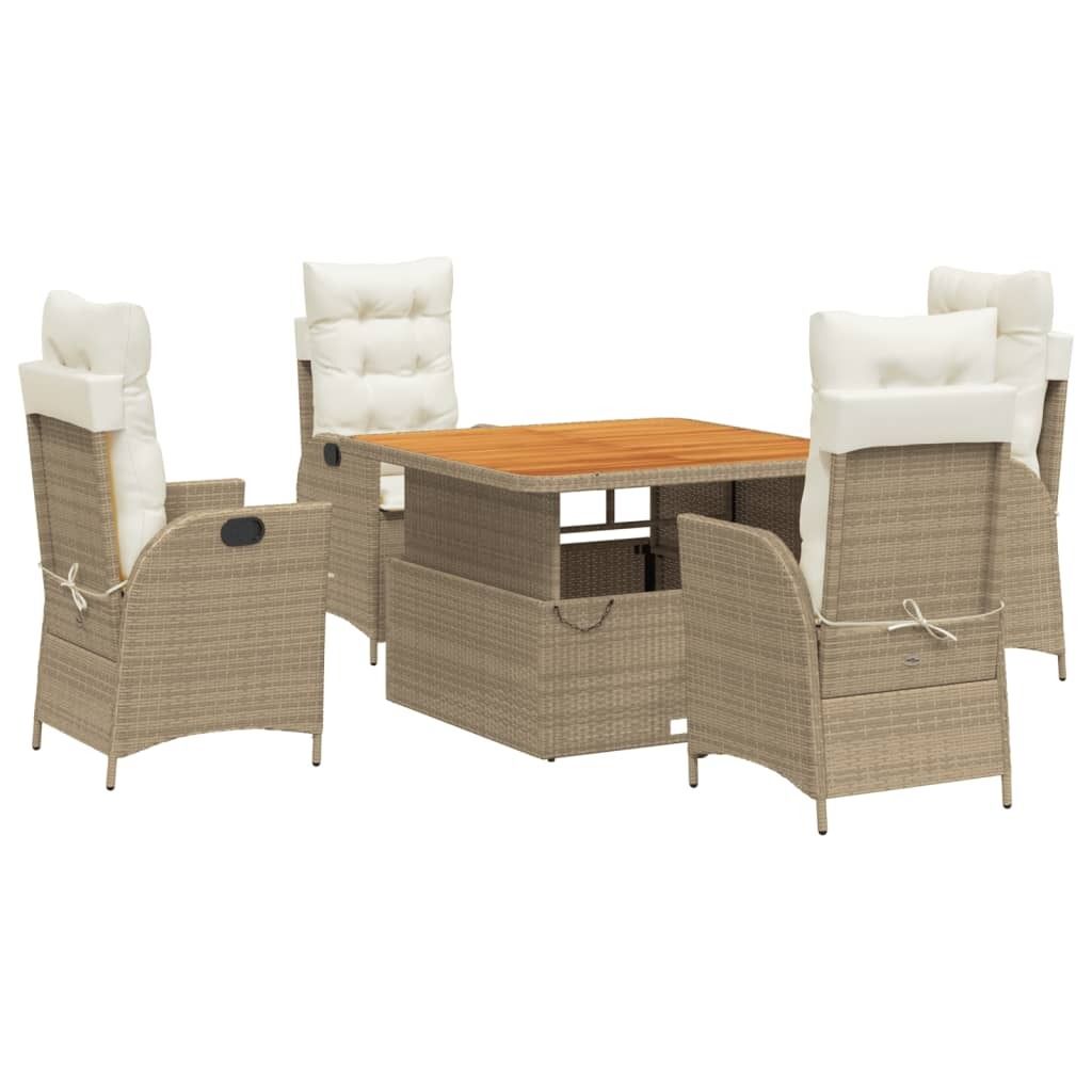 "WINTER SALE" 5-tlg. Garten-Essgruppe - elegantes Design - Sitzgruppe/Gartenmöbel-Set - mit Kissen Beige Poly Rattan - Terassenmöbel NeuMöbel566238