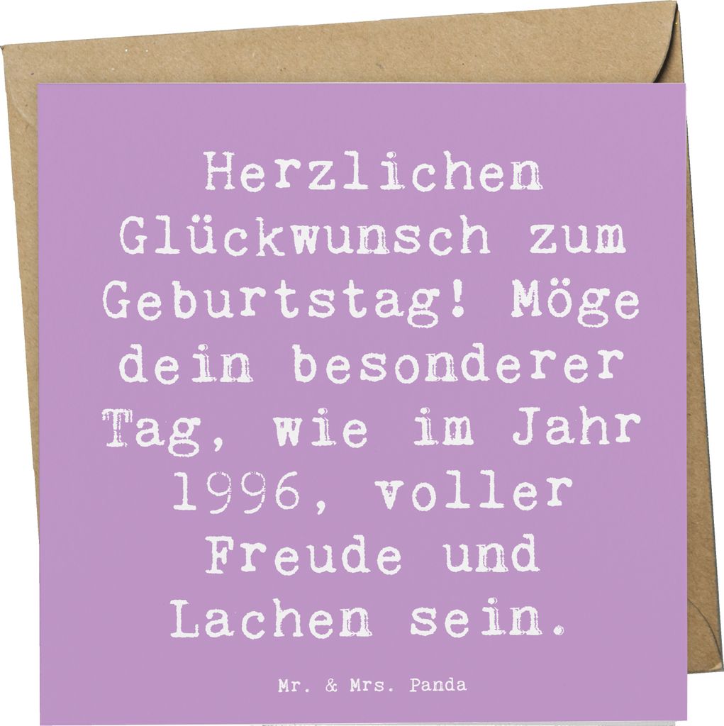 Mr. & Mrs. Panda Grußkarte Spruch 1996 Geburtstag Freude - Lavendeltraum - Geschenk, anlasskarte, faltkarte, doppelkarte, Jubiläum, Jahrgang, nos...
