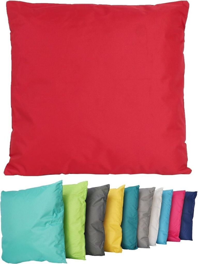 Outdoor Lounge Kissen 45x45cm Dekokissen Inkl. Füllung Wasserfest Sitzkissen Garten Stuhl Lotus Effekt , Farbe:Rot