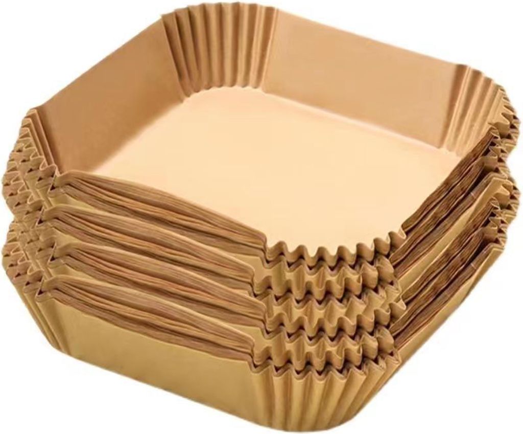 100 Stück Einweg-Backpapier, Antihaft-Matte für Luftfritteuse, quadratisch, rund, Pergament-Einlagen, Ölabsorptionswerkzeug, Küchenofen-Zubehör