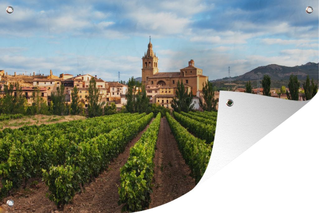 MuchoWow 60x40 cm Outdoor-Poster Gartendeko Sichtschutz Garten Poster für den Garten Weinberg vor einem Schloss