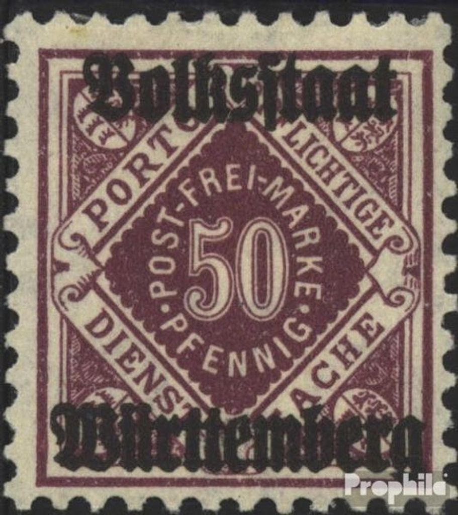 Briefmarken Württemberg 1919 Mi D143b postfrisch Ziffern in Raute