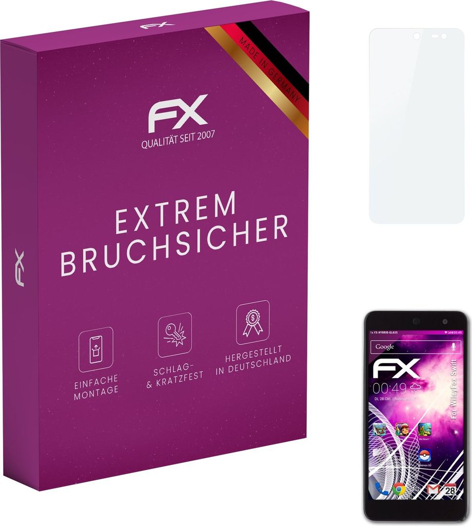 atFoliX FX-Hybrid-Glass Displayfolie kompatibel mit WileyFox Swift Glasfolie