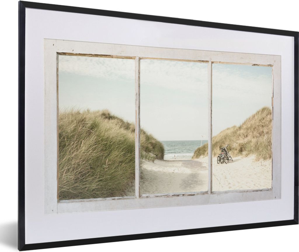 MuchoWow Gerahmtes Poster Aussicht - Strand - Meer 60x40 cm - Poster mit Schwarzem Bilderrahmen Wandposter Rahmen Foto Bilder - Schlafzimmer - Pl...