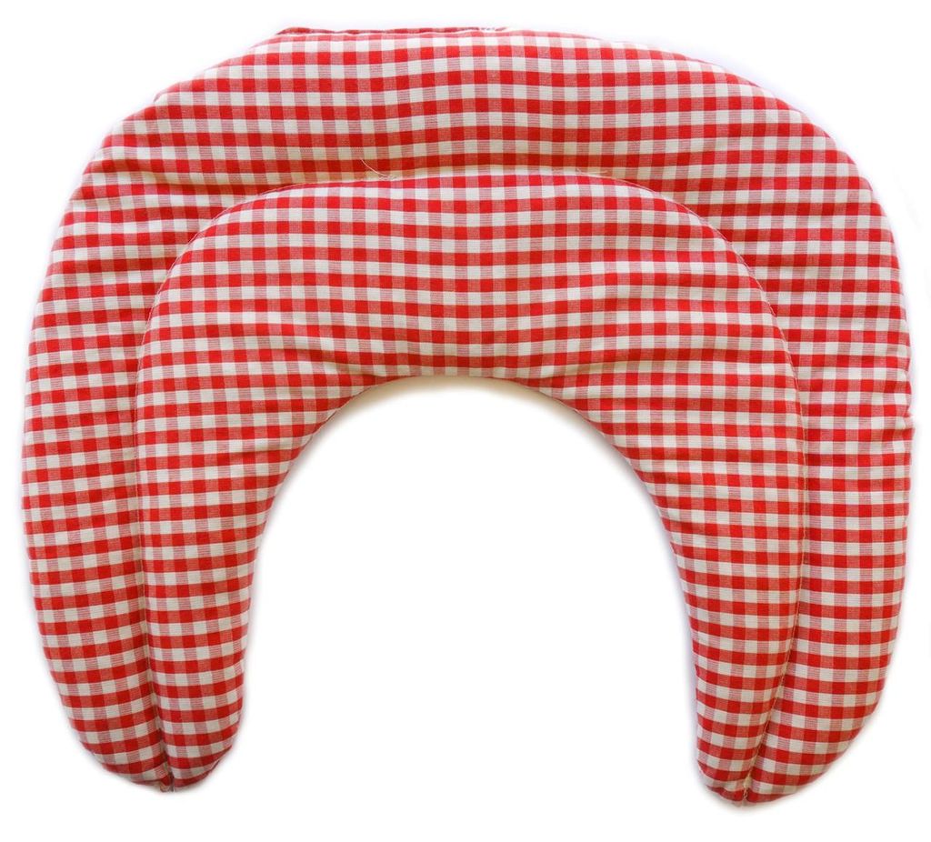 Bio-Dinkel Nackenhörnchen mit Kammern rot-weiß - Nackenkissen - Körnerkissen - Wärmekissen