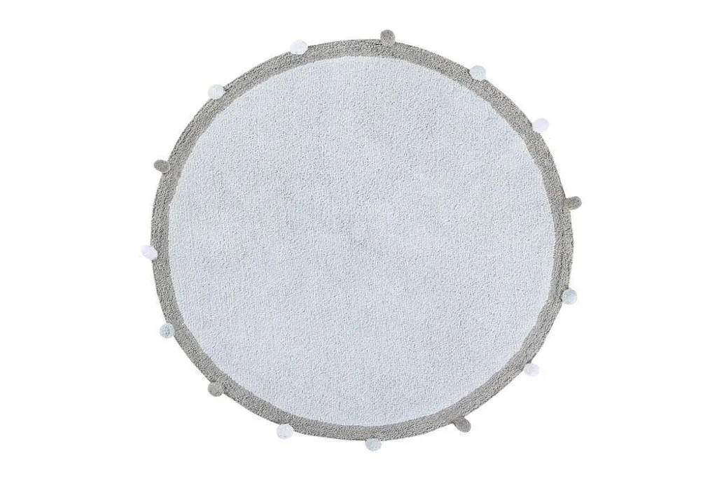 Tapis en coton bleu 120cm Bubbly Soft Blue texture relief fait main