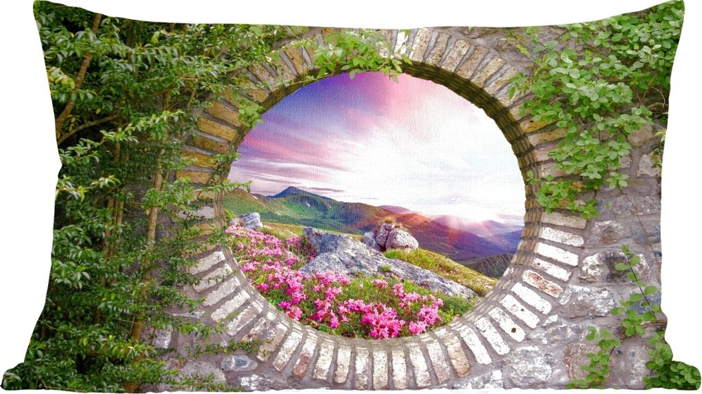 MuchoWow Zierkissen Sofakissen Wohnzimmer Dekokissen 60x40 cm Landschaft - Blumen - Aussicht - Berg - Kopfkissen - Polster mit Foto