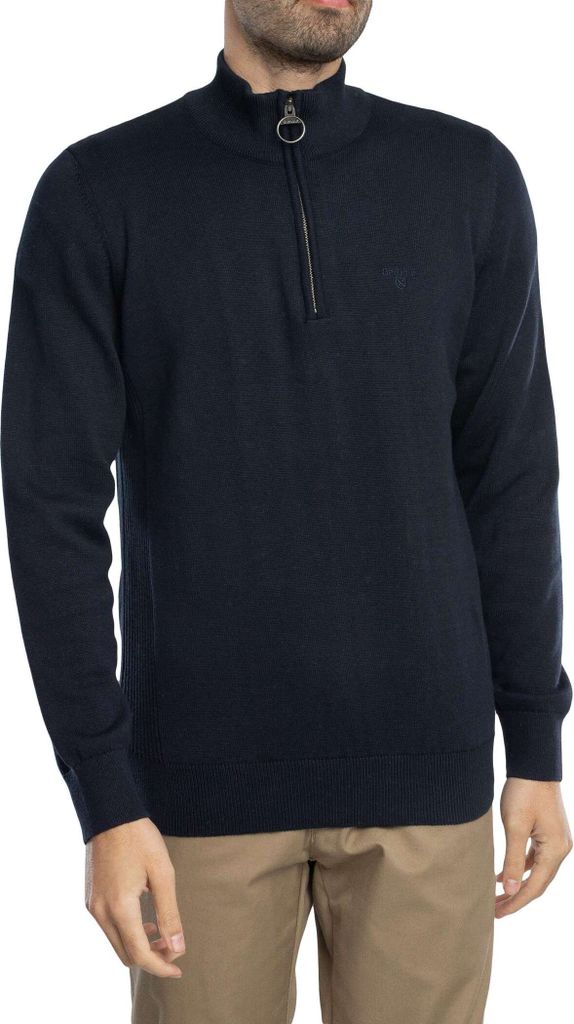 Barbour Baumwollstrick mit halbem Reißverschluss, Blau XXL