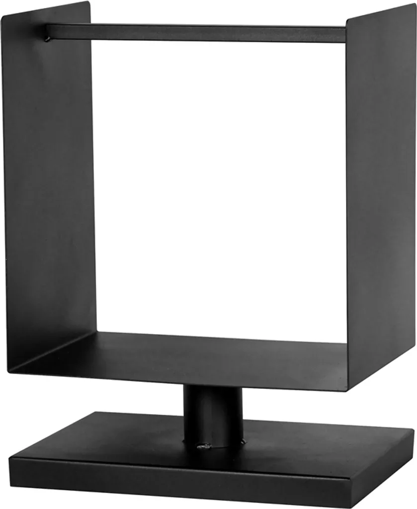 Range bûches robuste en acier noir 60cm avec structure carrée stable - 7
