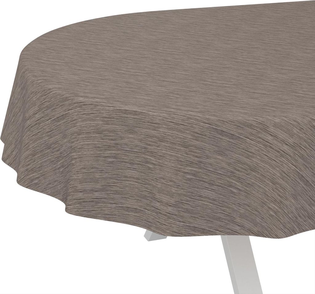 Tischdecke Wachstuch Einfarbig Braun Robust Wasserabweisend Oval Breite 140 cm Länge 260 cm