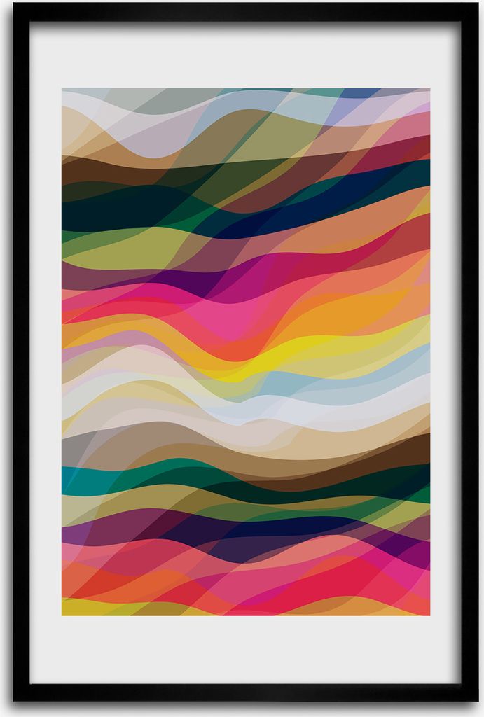 Bild - Bilderrahmen - 40 cm x 60 cm - MDF - Rahmen - Wandkunst - Wellen Abstraktion