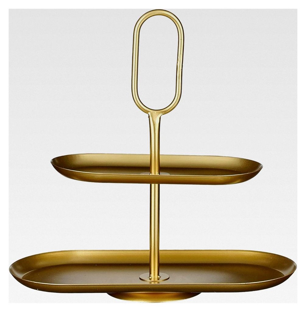 Etagere Rama mit 2 Etagen, L38 x B17 x H37 cm, Metall, goldfarben