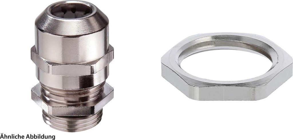 WISKA Verschraubung mit Gegenmutter M16x1,5 inkl. O-Ring Messing (CuZn) vernickelt Gewindelänge 5,0mm - 1 Stück