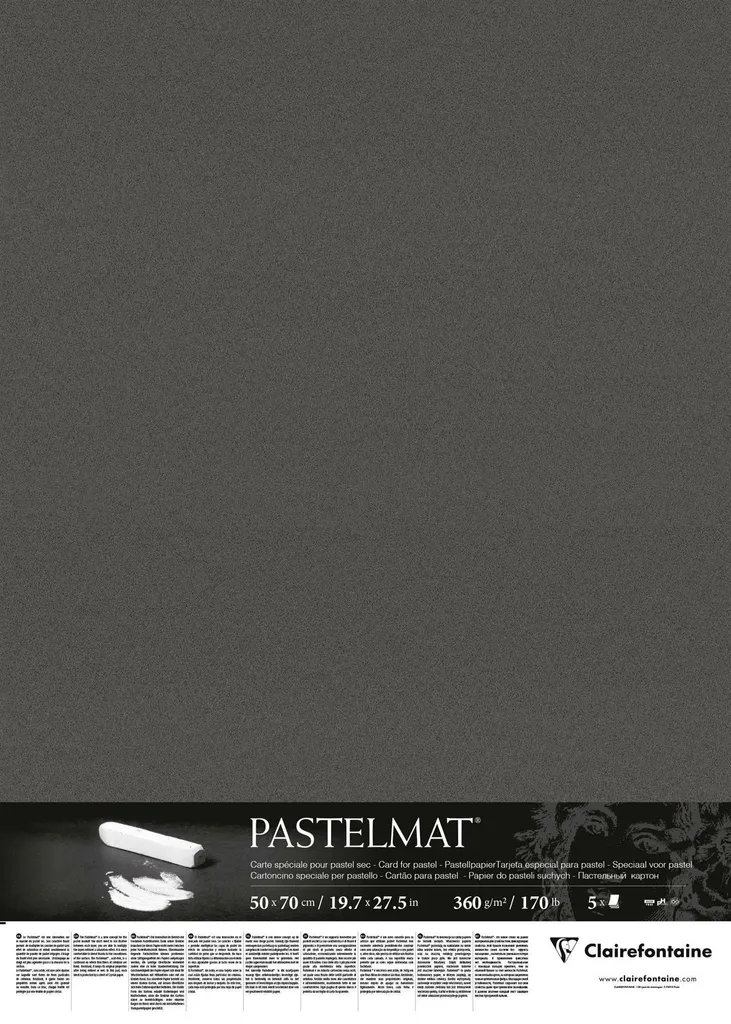 Papier Pastelmat Anthracite 50x70 cm - Support de Dessin Premium 360g