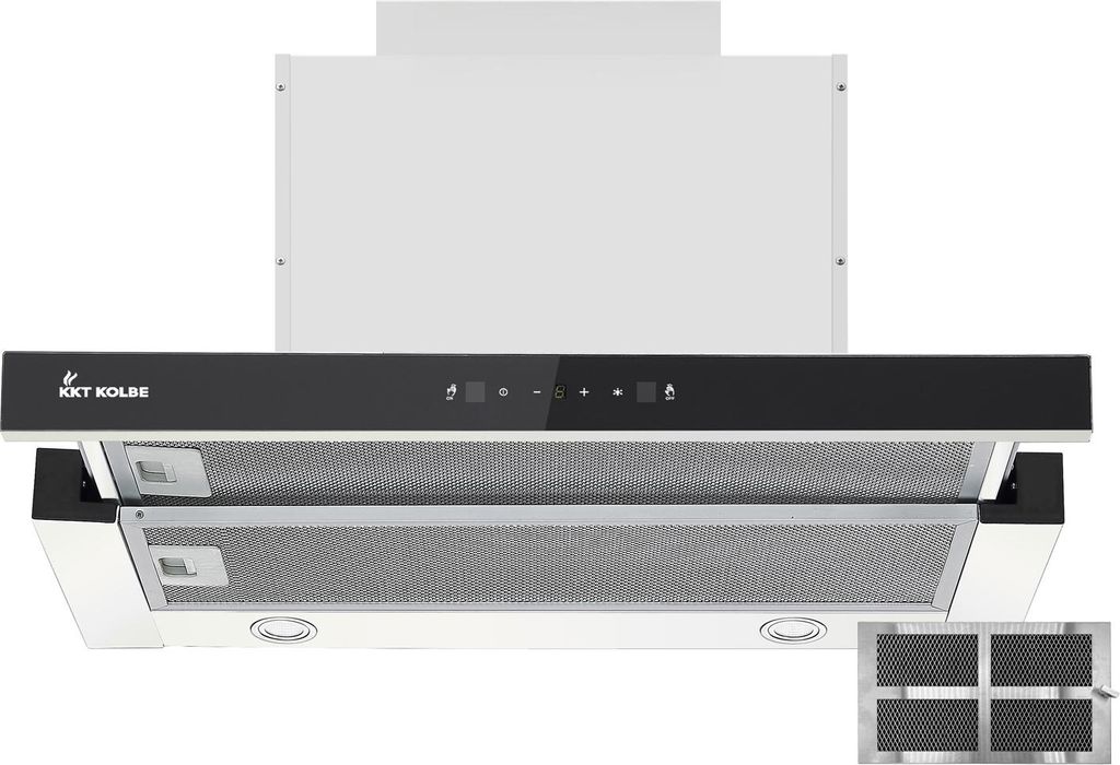 KKT KOLBE | Dunstabzugshaube 60 cm | Abluft | Umluft | Einbauhaube | Flachschirmhaube | Edelstahl | Silber Schwarz | SensorTouch Bedienung | LED-Be...