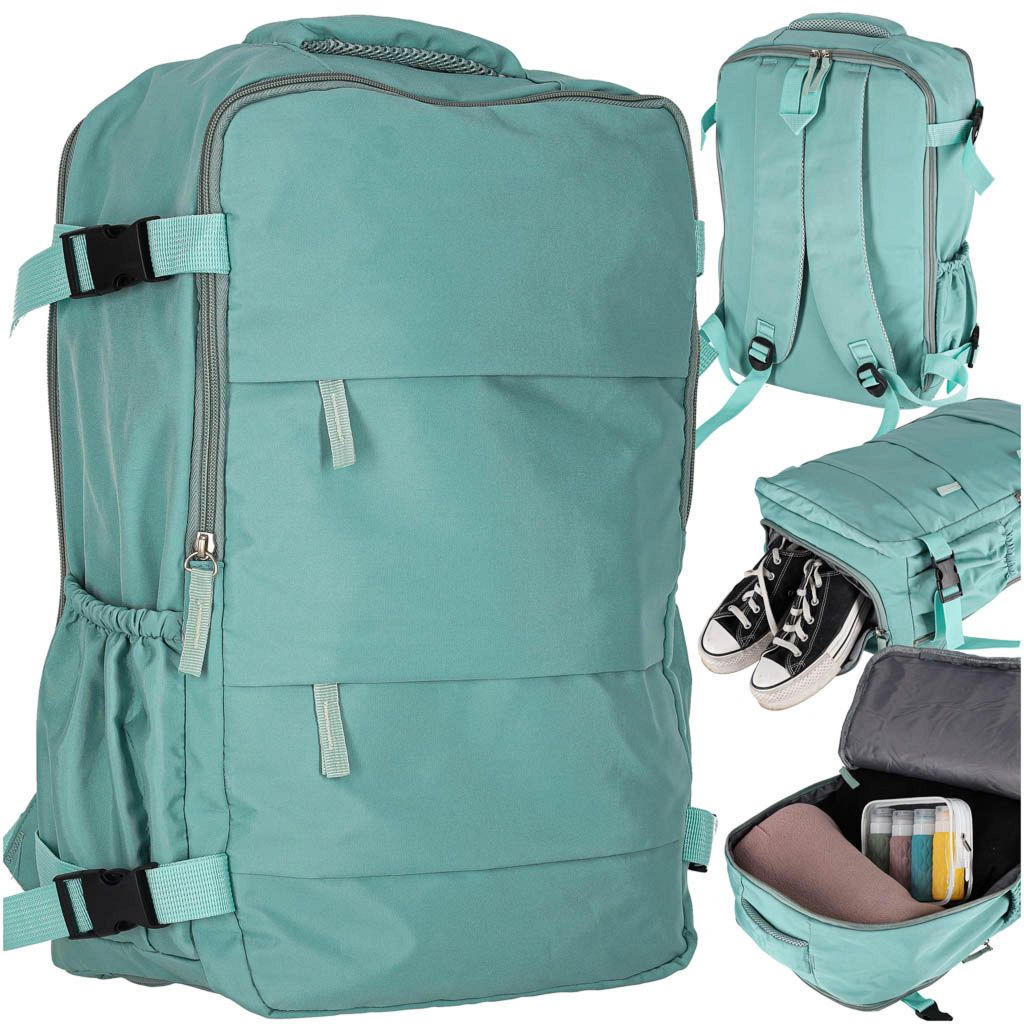Zaino da viaggio, adatto come bagaglio a mano, verde, 45x30 Immagine del prodotto 