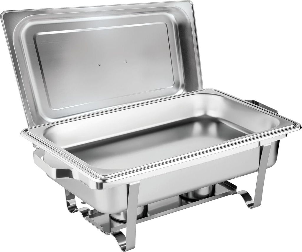Morleos Speisewärmer Chafing Dish Set Eco GN 1/1 | rechteckig 61x36x32cm | Volumen 9 Liter | Silber Edelstahl | Wärmehaltebehälter Buffetwärmer...