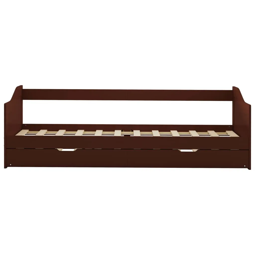 vidaXL Canapé-lit Cadre de lit en Pin Brun Foncé 90x200 cm Robuste