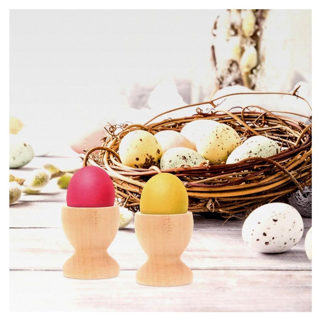 24 Stück Handbemaltes Eiertablett - Stapelbare Eierkartons, Weidenkorb, Eierkocher, Eierbecher, Eierspender, Eierbehälter, Eierbecher aus Holz