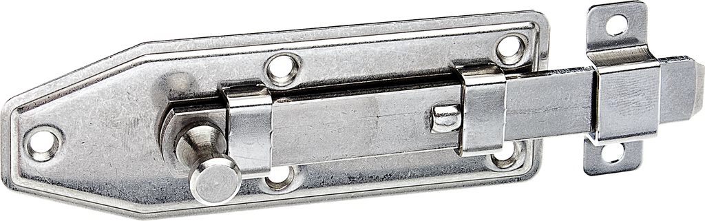 Alberts Fensterriegel | gerade, mit befestigter Schlaufe | Edelstahl | Platte 100 x 35 mm | 2er Set