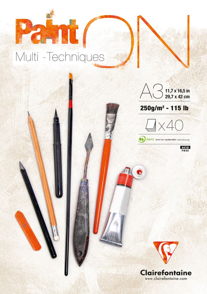 Clairefontaine Paint'On weiss A3 250g 40Bl Produktbild 