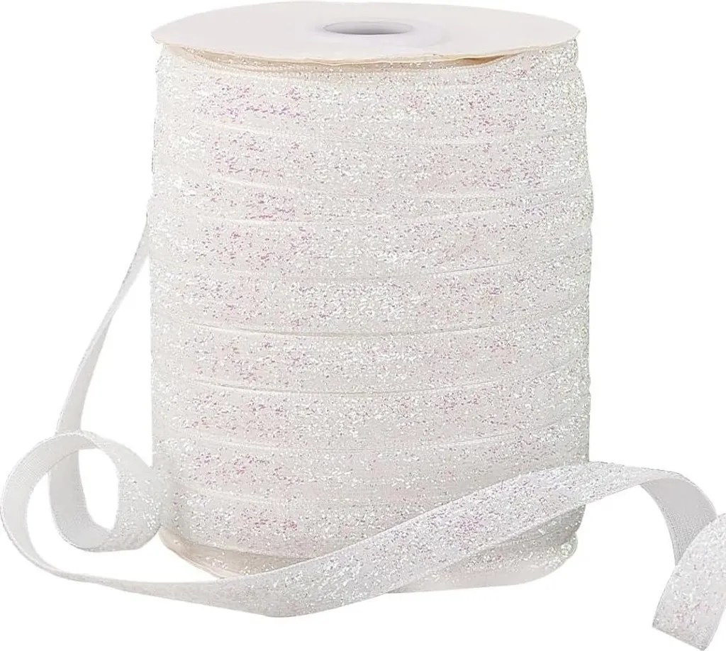 Ruban pour emballages cadeaux et mariage - Blanc scintillant 10 mm